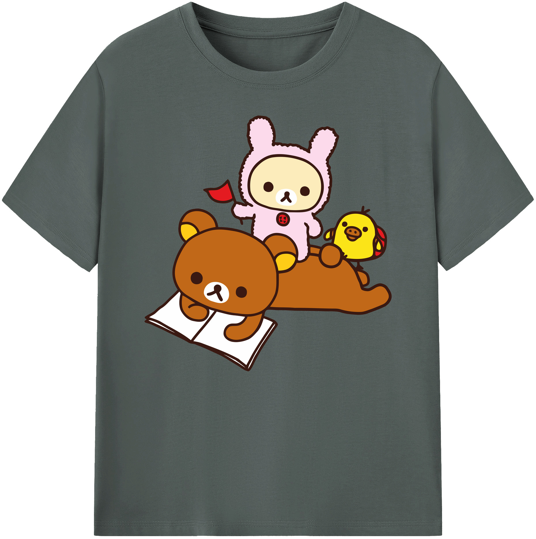 （画像用） リラックマ リラックマ キイロイトリ Rilakkuma Korilakkuma Kiiroitori 綿100％ メンズ半袖Tシャツ｜肌触りやわらか＆通気性